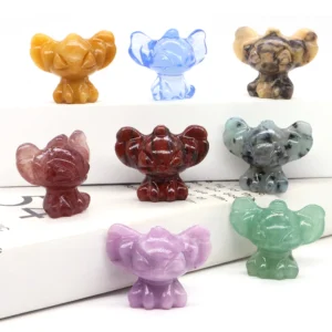 30mm Cute Mini Little Monster Statue Natural Stone Crystal Hand Carved Healing Animal Figurine Gem Craft Homes Decoration Gifts