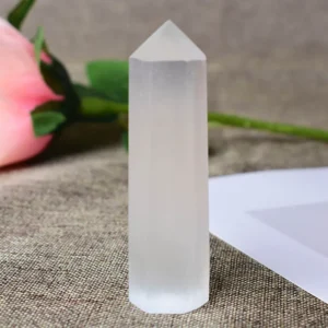 1PC Natural Stone Selenite Crystal Point Wand Meditation Healing Stone Home Decoration Reiki Tower Beautiful Ornament Gift